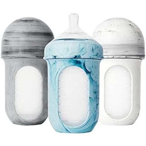 Boon Nursh Silicone Baby Bottles - Medium Flow - Tie Dye - 8 Oz - 3 Count
