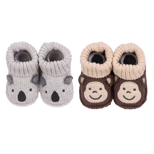 Newborn Knit Booties Soft Baby Sock Boots for Infant Boys Girls First Walkers 2 Pairs, 0-3 Months