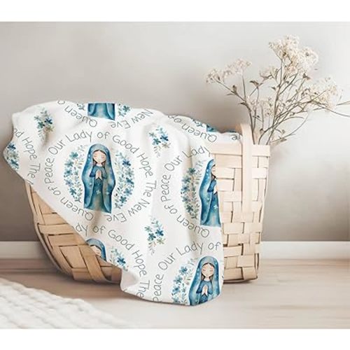 Catholic Baby Swaddle Blanket, Catholic Baby, Religious Gift, Catholic Baby or Baptism, Our Lady of Good Hope Baby Blanket, Titles of Mary
