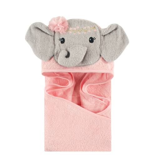 Little Treasure Baby Girl Cotton Animal Face Hooded Towel, Blossom Elephant, One Size - Blossom Elephant - One Size