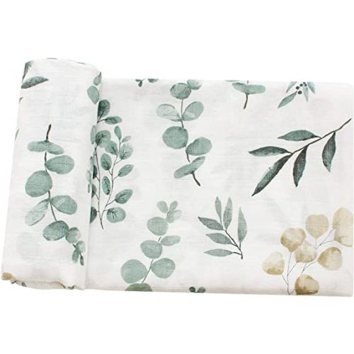 LifeTree Muslin Swaddle Blankets for Boys & Girls, Baby Swaddle Blankets Unisex Newborn Receiving Blanket Swaddle Wrap, 47 x 47 inches, Eucalyptus Pattern - 5.eucalyptus