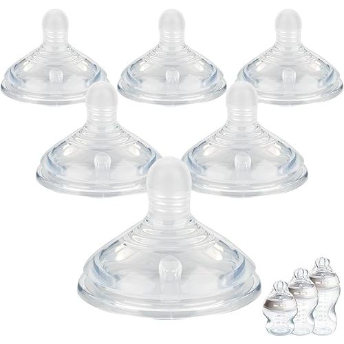 6Pack Silicone Nipples (L) for Tommee Tippee Natural Start Anti-Colic Bottles &Advanced Anti-Colic Bottles,Closer to Nature Bottle,Fast Flow,Size 3 Nipple,6m+
