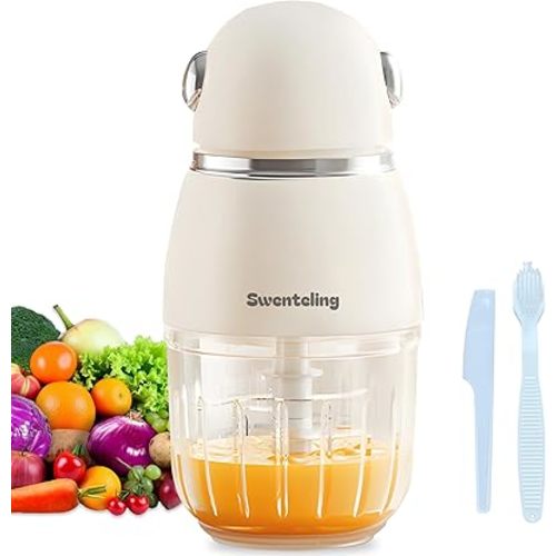 Baby Food Maker, Creamy White Baby Food Blender, 10oz Food Puree Maker, Food Processor for Foods Fruit Vegetable Meat, 8-Second Quick Soft Food Prep，BPA-Free
