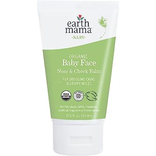 Organic Baby Face Nose & Cheek Balm for Dry Skin by Earth Mama | Natural Petroleum Jelly Alternative, 2-Fluid Ounce