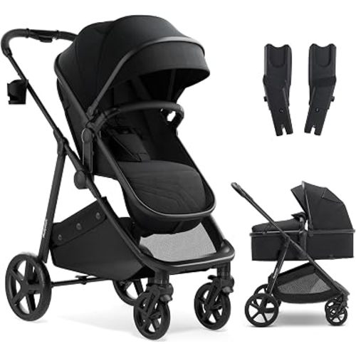 Mompush Wiz 2-in-1 Bassinet Stroller with Car Seat Adapter, Reversible Seat