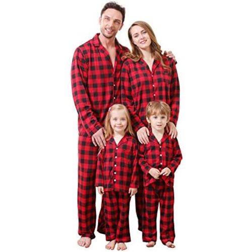CARETOO Matching Family Pajamas Sets Long Sleeve Christmas Reindeer Plaid Pjs Striped Kids Holiday Sleepwear Homewear