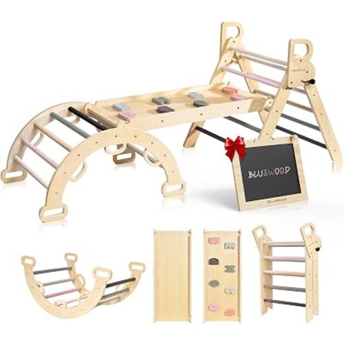BlueWood Pikler Triangle Set, Foldable Toddler Climbing Toys