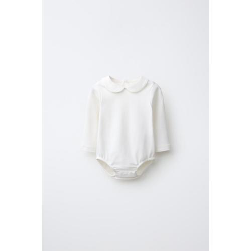 PETER PAN COLLAR BODYSUIT - Oyster-white | ZARA United States