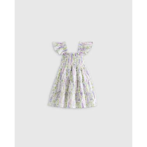 100% Organic Cotton Poplin Smocked Dress - Baby Girl in Wisteria Floral
