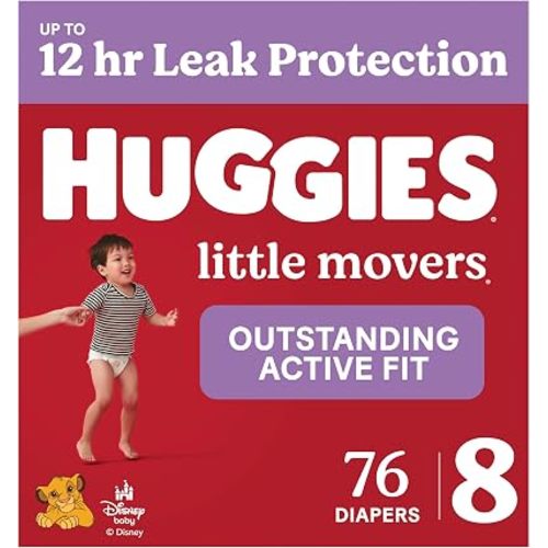 Huggies Little Movers Diapers Size 8, 76 Count (2 Packs of 38)