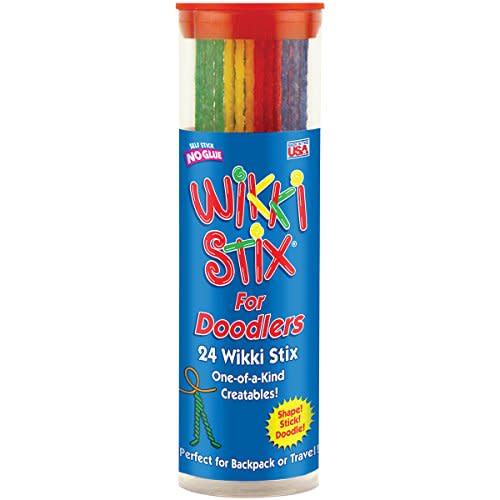 Wikki Stix for Doodlers - Kid's Travel Essential: Portable Creativity On-The-Go! Pack of 24 Wikki Stix in Neon and Primary Colors. Made in USA ! 3 & Up.