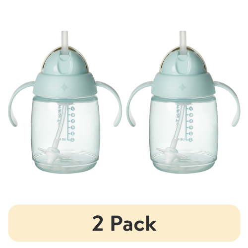 (2 pack) Tommee Tippee Weighted Straw Cup, 10oz, 6 Months+, Easy Transition Toddler Cup, Silicone Weighted Straw and Easy-hold Handles, Mint, 1 Count