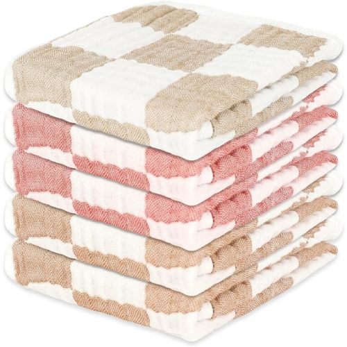 Muslin Burp Cloths 20"x10" Baby Burp Cloths 5-Pack(5, Coffee & Pink)