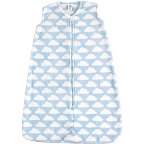 Hudson Baby Unisex Baby Plush Sleeping Bag, Sack, Blanket, Blue Clouds Plush, 6-12 Months
