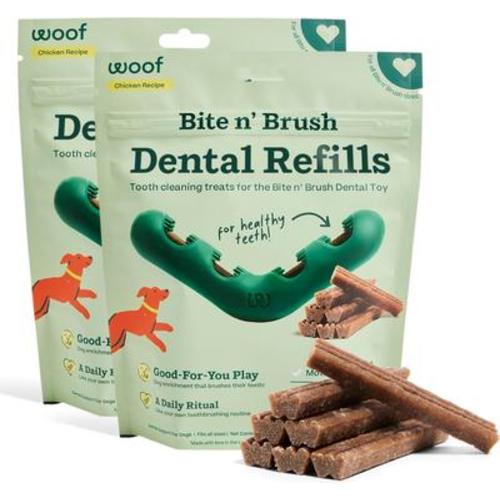 WOOF Bite n' Brush Refill Grain-Free Chicken Sticks Adult Dental Dog Chew Treats, 36 count - Chewy.com