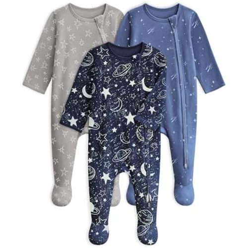 Baby Pajamas 100% Cotton Baby Sleepers 3Pcs Footie Pajama for Baby Boys Girls Clothes