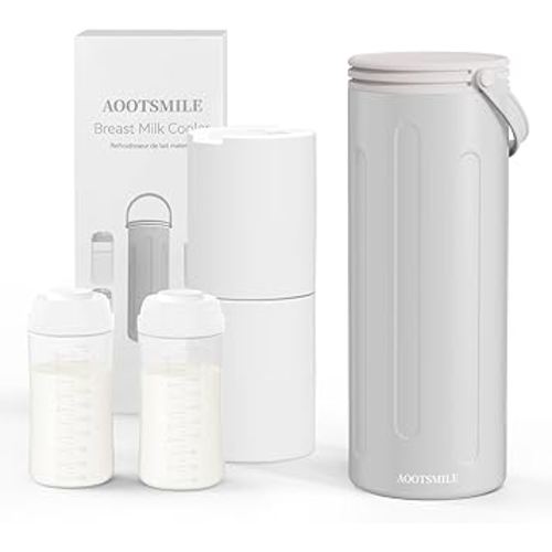 Portable Breast Milk Cooler for Travel, 22oz Large Capacity Breastmilk Chiller for Working Moms, 360° Cooling Keeps Milk Chilled 24 Hours, Includes 2 Baby Bottles, Breastfeeding Essentials