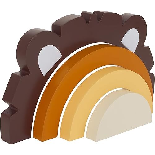 Little Love by NoJo Lion Brown, Orange, Yellow, and Ivory Wood Stacking Shelfie DÃƒ©cor