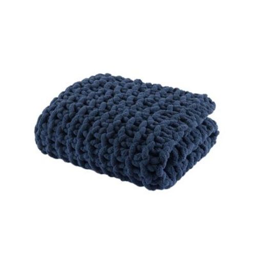 50"x60" Chenille Chunky Knit Throw Blanket Navy Blue - Madison Park