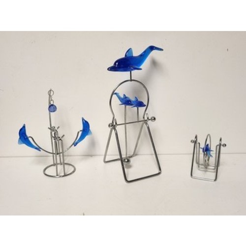 Dolphin Kinetic Energy Trinket Balance Art Physical Desk Swing Plastic Metal