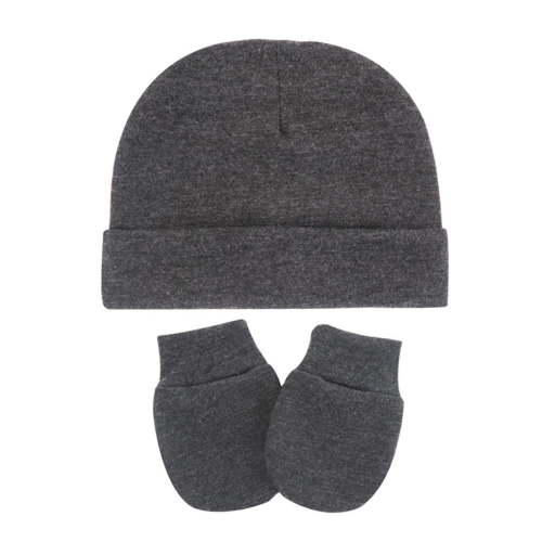 RTKFRFLM Newborn Beanie and Anti-Scratch Mittens Set Soft Cotton Baby Essentials Navy A