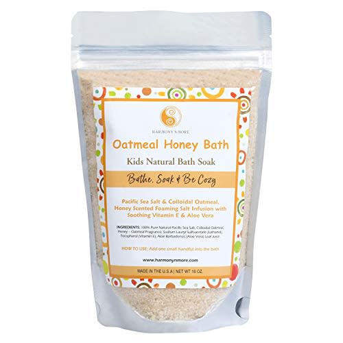 Best Oatmeal Honey Kids Bath - Natural Pacific Sea Salt - Comfy & Nourishing Foaming Bath Salt Soak - All Natural