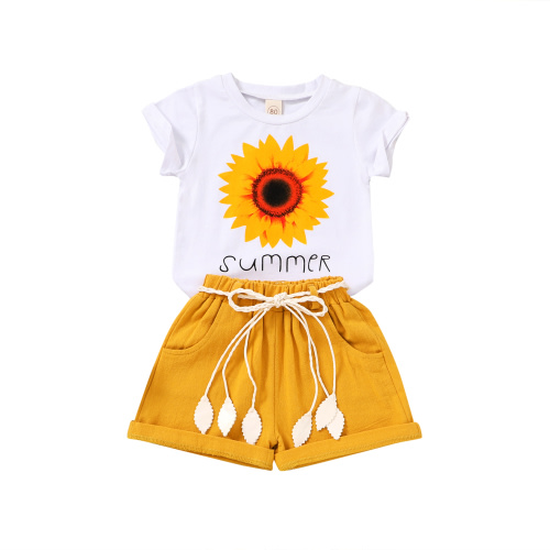 Younger Tree Toddler Baby Girl Summer Clothes Set Short Sleeve T-Shirt Shorts 2pcs Outfits for 6-12 Months
