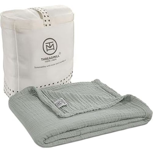 Threadmill Muslin Baby Blanket | 4 Layer Swaddle Blankets for Newborns| Multi-Use Muslin Blankets 41 x 37| Ultra-Soft Breathable Baby Wrap for Boys & Girls| Registry Essential| Scottish Grey