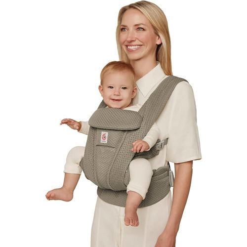 Ergobaby Omni Deluxe Baby Carrier Newborn to Toddler - Breathable Baby Carriers for Summer - All-Position Carrier with Enhanced Lumbar Support & Airflow (7-45 Pounds), Mesh, Soft Olive