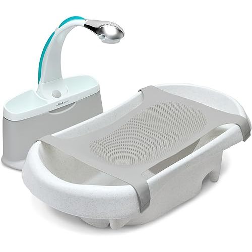 The First Years Rain Shower Baby Spa Bathtub Set – Includes Infant Sling, Soothing Spray Shower Head, Fresh Water Tank and Built-in Soft Brush – 3-in-1 Newborn to Toddler Design –Baby Bath Essentials