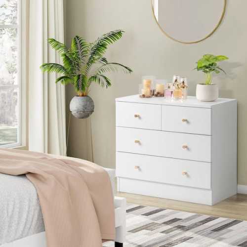 White 4-Drawer 25. 98 in. Wide Chest of Drawers
