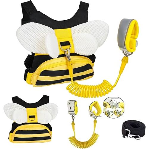 Toddler Harness with Anti Lost Wrist Link - Baby Leash & BackpackTraction Rope bracelet with locking design, 3 in 1 Cute Kid Safety Belt with Storage Pocket for Boys/Girls Walking Aid