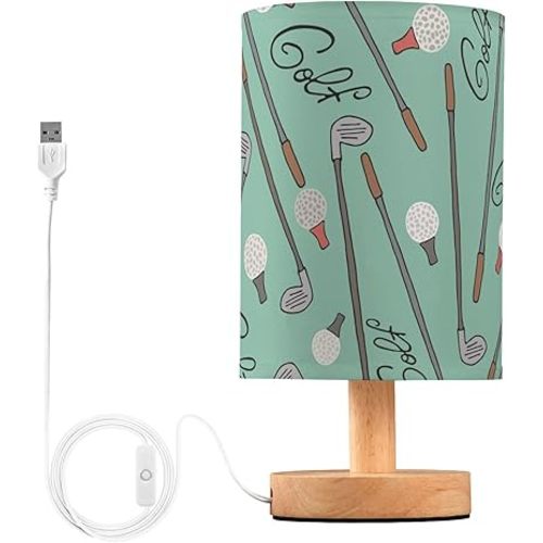 Golf Green Sport LED Table Lamp with USB Port Night Light Bedroom Lamps for Nightstand Living Room Dorm Home Office Desk