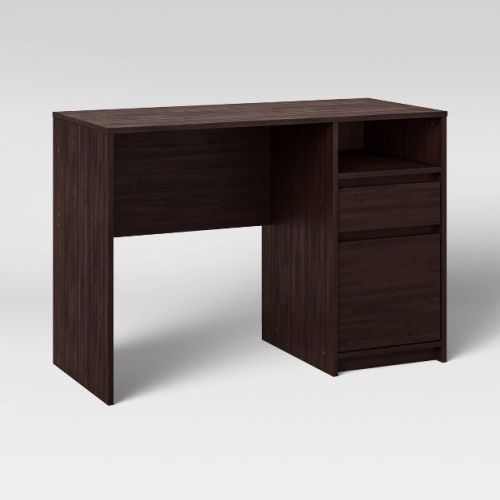 Dorm Storage Desk Espresso - Room Essentials™: Home Office Computer Desk with Shelf & Metal Hardware
