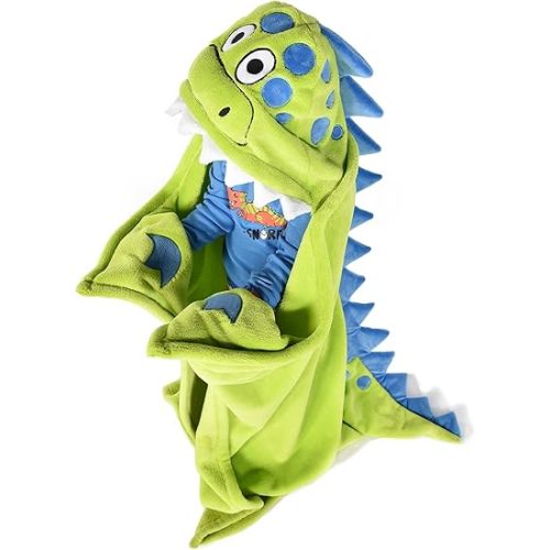 Lazy One Wearable Hooded Blanket for Kids, Animal Hooded Blanket (Dinosaur)