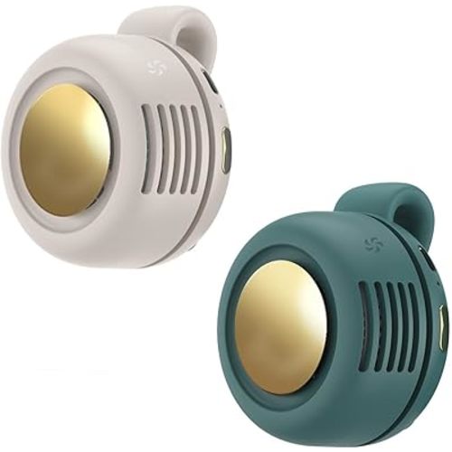 Portable Clip-On Fan, Mini USB Rechargeable 360° Rotatable Fan, 3-Speed Silent Mini Bladeless Fans (White and green)