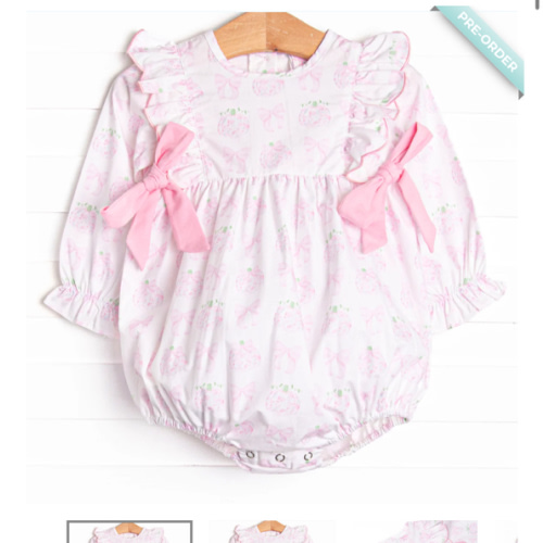 Primrose Pumpkins Side Tie Bubble, Pink – Stitchy Fish