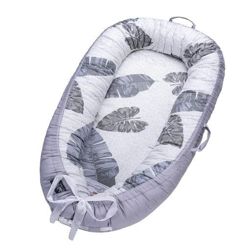 Infant Support Cushions | Baby Lounger | Organic Cotton Infant Lounger | Reversible, Adjustable & Portable Floor Lounger | Supervised Use | Soft, Breathable, Washable Cover(Leaf)