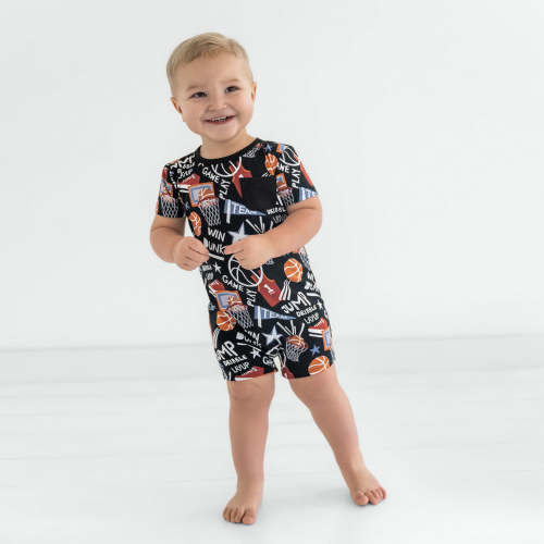 Black Slam Dunk Pocket Shorty Romper – Little Sleepies