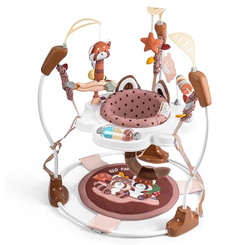Baby Activity Center, Baby Jumper Activity Center with Music, Interactive Toys, 360° Rotating Seat, 3 Adjustable Heights, Infant Activity Jumper for 6+ Months (Red Panda)