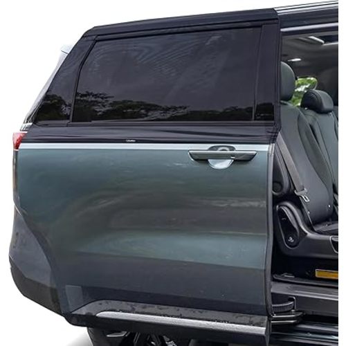 EcoNour Car Window Sun Shades for MPV & Minivan Sliding Door Rear Windows | Elastic Mesh Sunshade for Baby & Passenger Comfort | Car Window Accessories | 2 Pack Side Window Shades