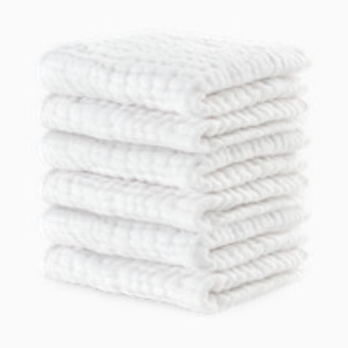 Comfy Cubs 6-Layer Muslin Baby Washcloths Set - White, 6
