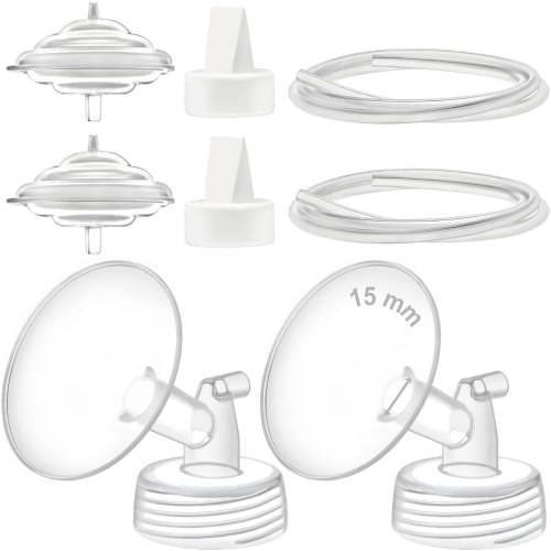Maymom 15 mm Flanges, Duckbill Valves, Tubes, Backflow Protectors Compatible with Spectra S1 S2 9 Plus Breastpump. Replacement Pump Parts for Spectra Pump Accessories