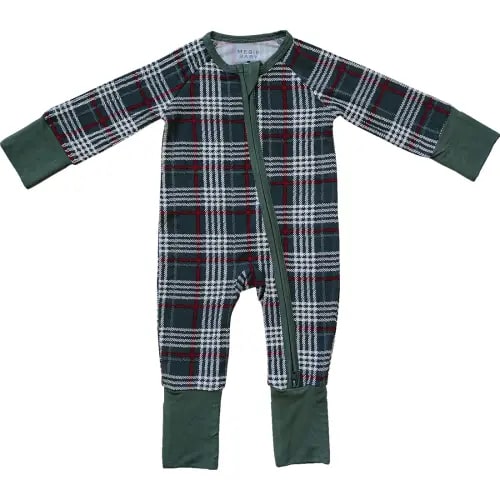Mebie Baby Green Plaid Bamboo Zipper
