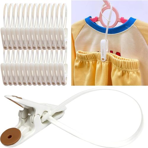 HASHI Premium Baby Clothes & Pants Clips 36 Pack, Silicone Pads for Non-Slip Hanger Clips, Space-Saving Organizer for Baby & Toddler Laundry, Closet, Socks, Stroller, Travel & Drying Rack