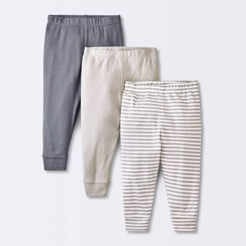 Baby 3pk Cotton Pants - Cloud Island™ Gray 18M: Midweight Pull-On, Full Waistband Elastic