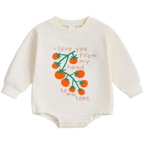 Newborn Baby Girl Boy I Love You From My Head Tomatoes Bubble Romper Sweatshirt Long Sleeve T-Shirt Fall Outfits