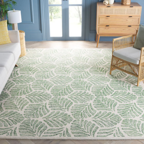 Beachcrest Home™ Rachell Avalyn Floral Handmade Tufted Wool Area Rug in Ivory / Green & Reviews | Wayfair