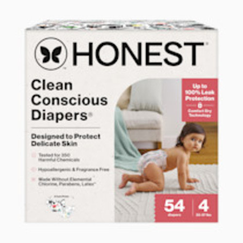 The Honest Company Clean Conscious Disposable Diapers Size 3-5 - Space Travel + Big Trucks, Size 4, 54 Count