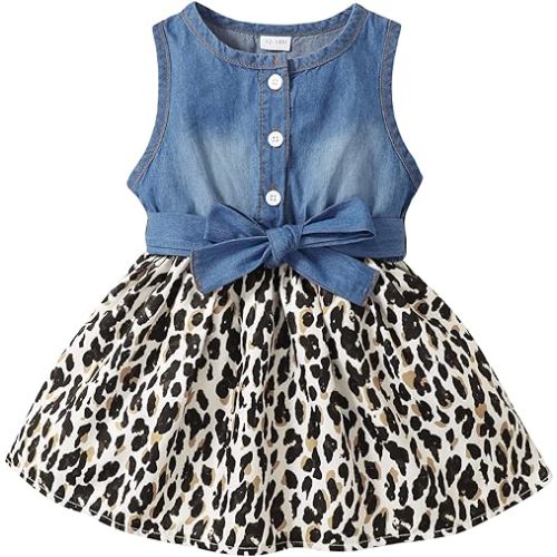 Saeaby Baby Girl Dress Toddler Girl Summer Clothes Infant Sleeveless Dress Denim Flower Sundress Cute Dresses for Girl